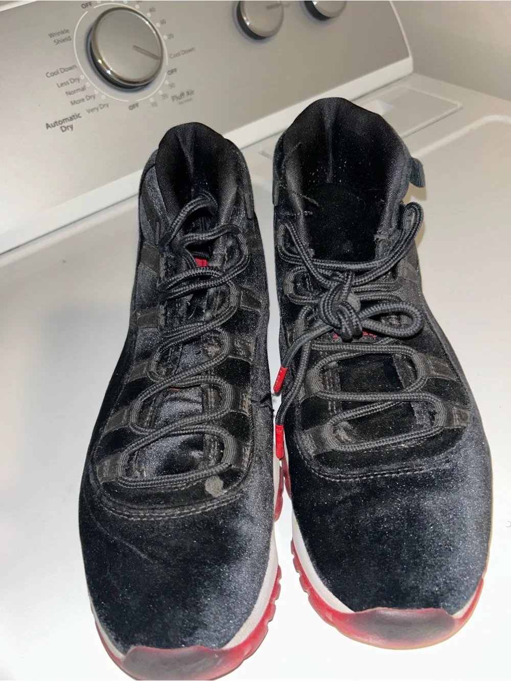 Jordan Black Velvet Low with Red Accents